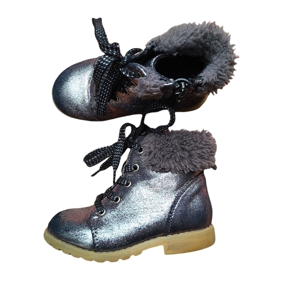 Baby Gap Faux Fur Trim and Sparkle Booties, Size 8 toddler
